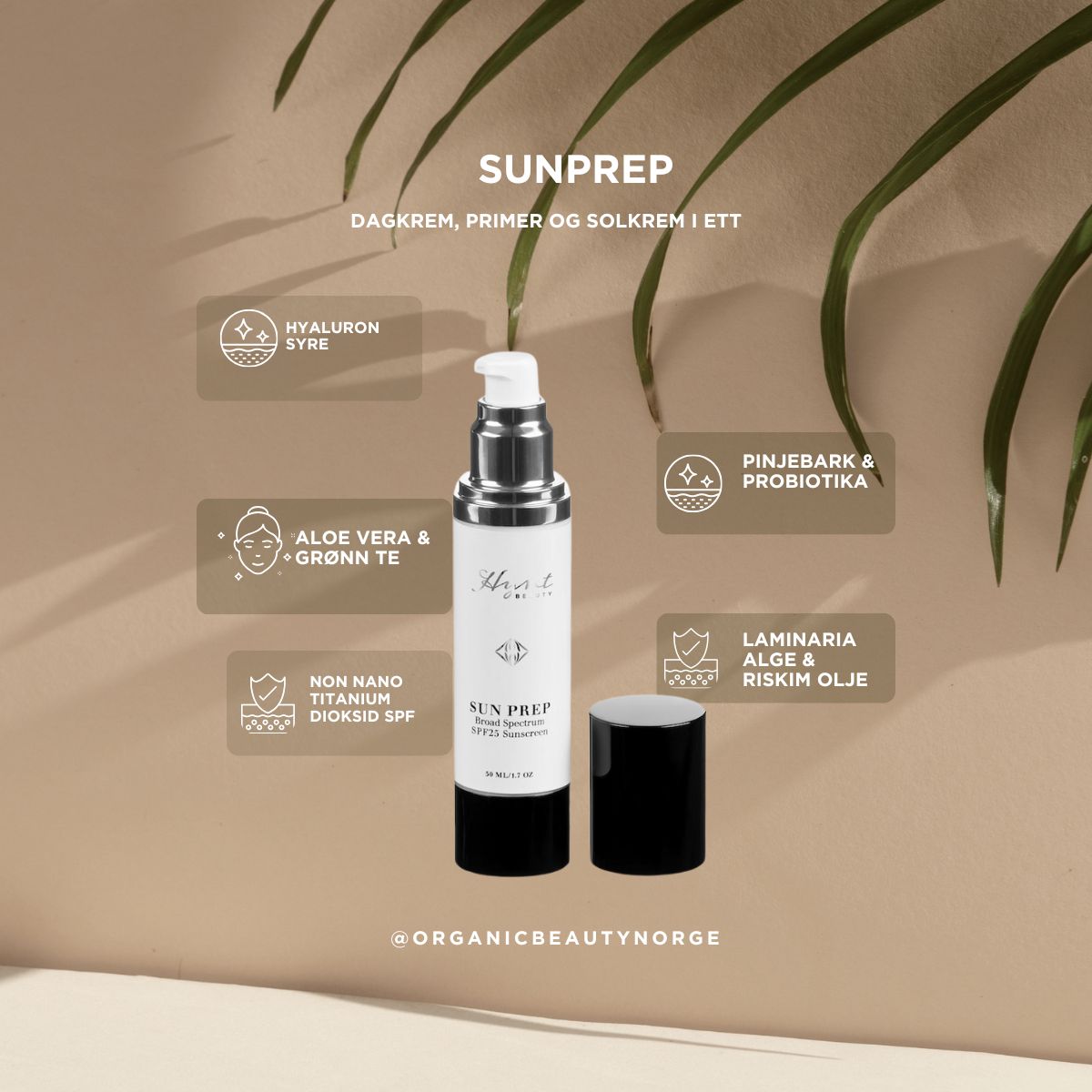 Naturlige ingredienser som alger og botaniske ekstrakter – nærende solbeskyttelse med SPF 25"