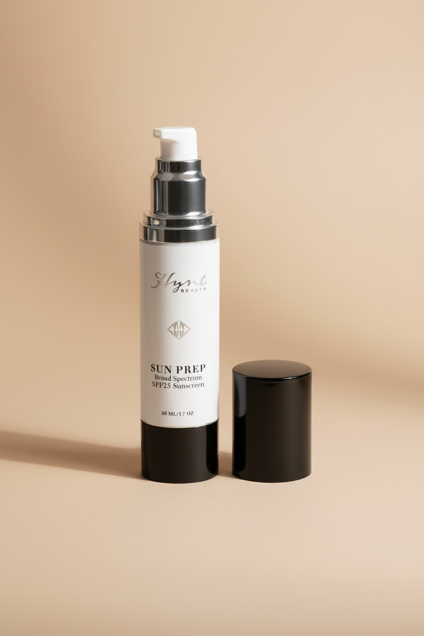 Hynt Beauty Sunprep med glatt beige bakgrunn