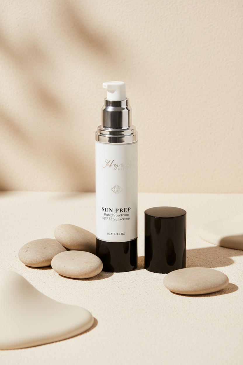 Hynt Beauty Sunprep med minimalistisk bakgrunn
