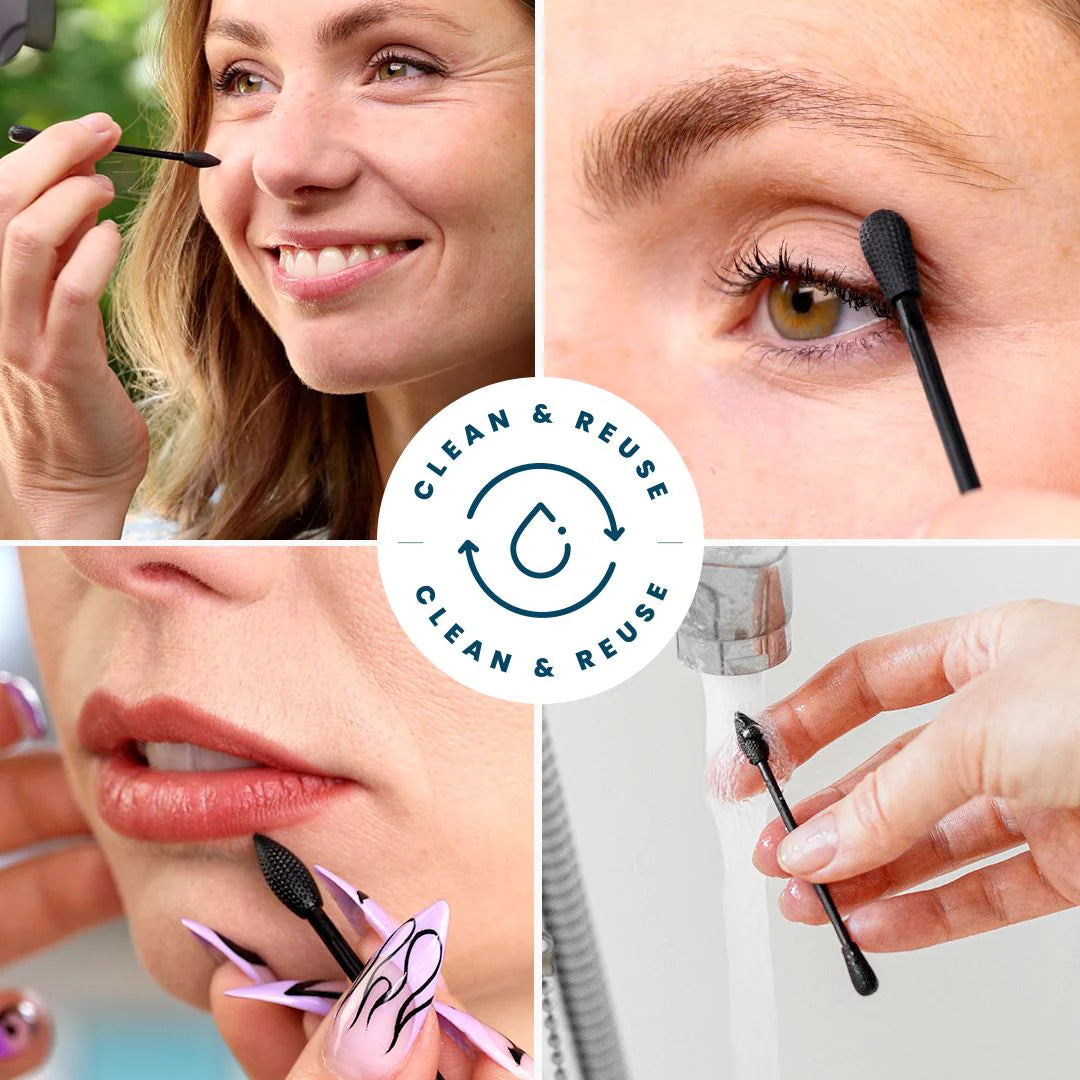 lastswab-beauty-Gjenbrukbar bomullspinne-viser-til bruk i sminke