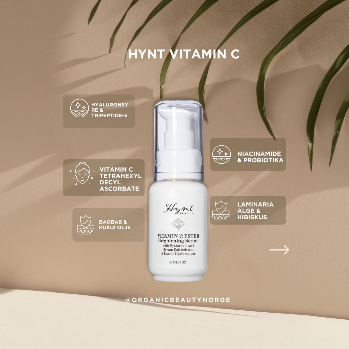 Serum med C-vitamin, peptider og niacinamide – naturlig og vegansk