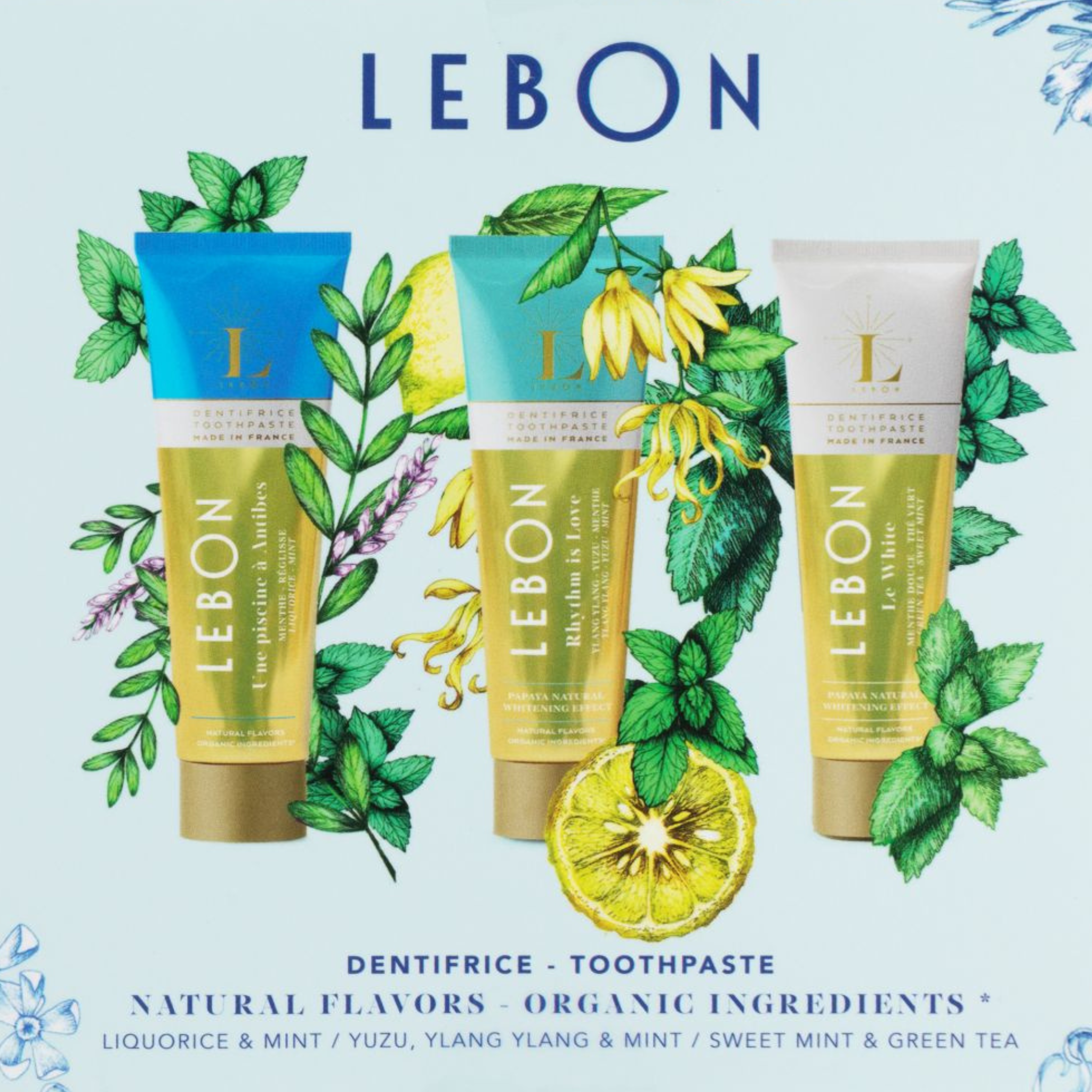 Lebon økologisk tannkrem gavesett trio blue mood