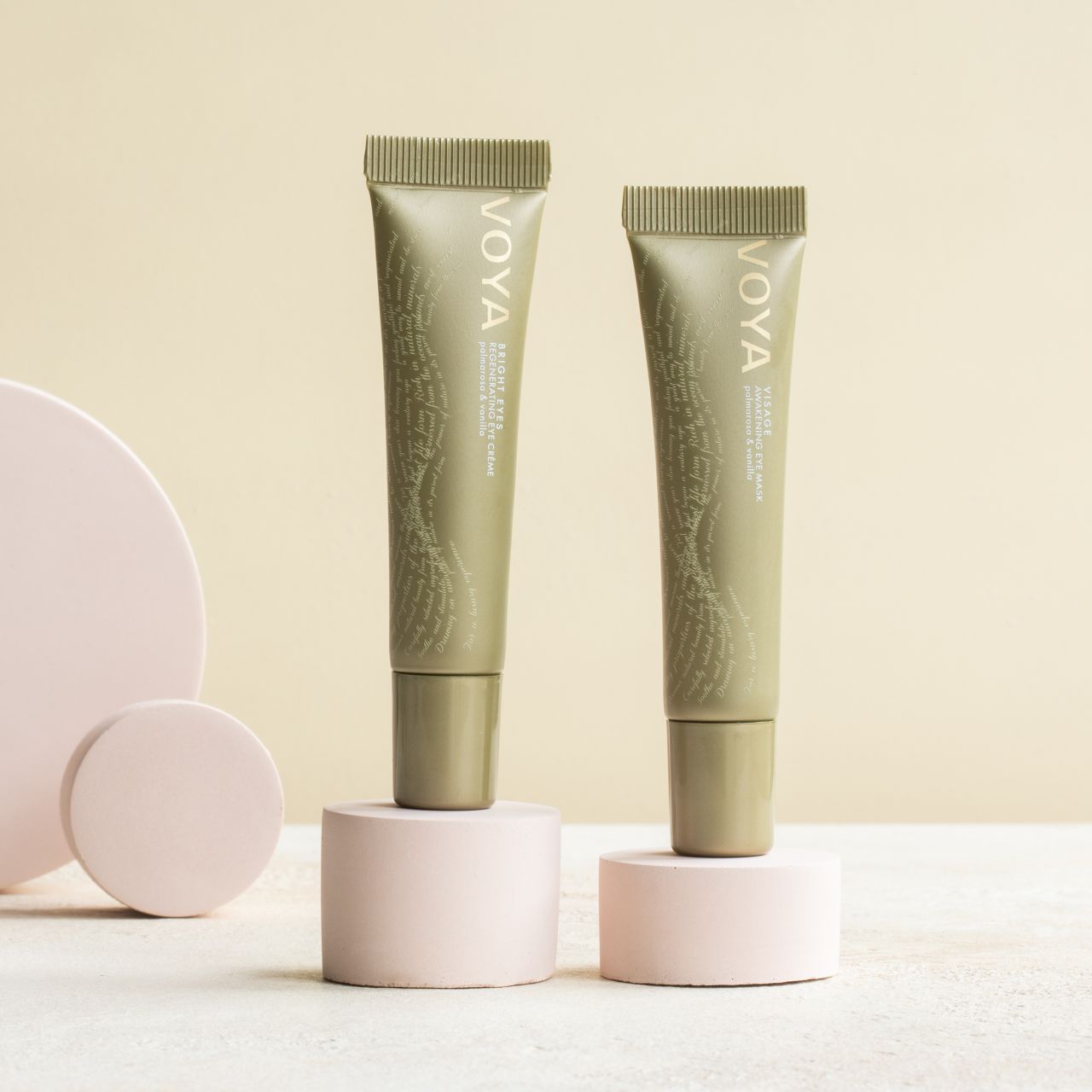 VOYA Eye Care Duo – Bright Eyes dagkrem og Visage nattmaske for øynene. Økologisk hudpleiesett som reduserer mørke ringer og fine linjer